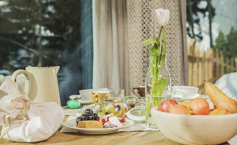 Frühstückskorbservice in den Premium Chalets Roswitha